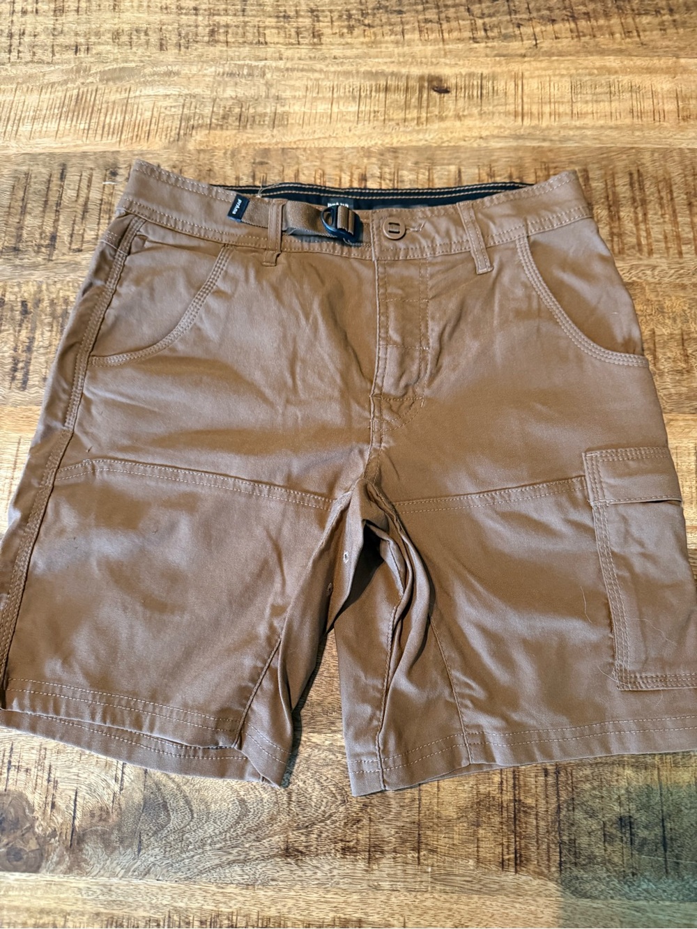 Prana Men's Cargo Shorts in Tan with Integrated Belt